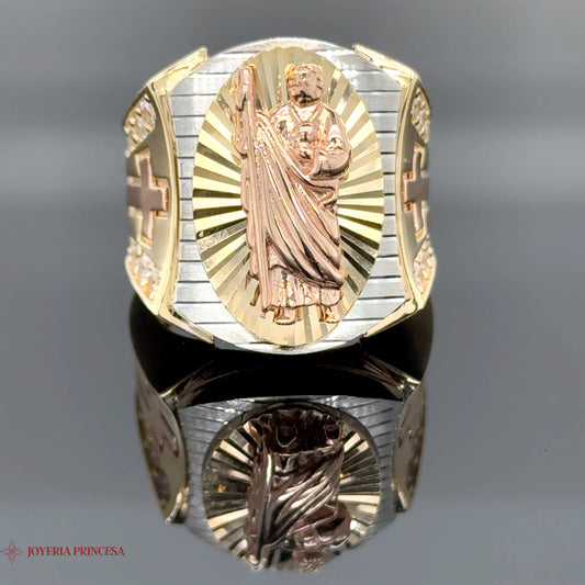 14K 3-Tone San Judas Gold Ring