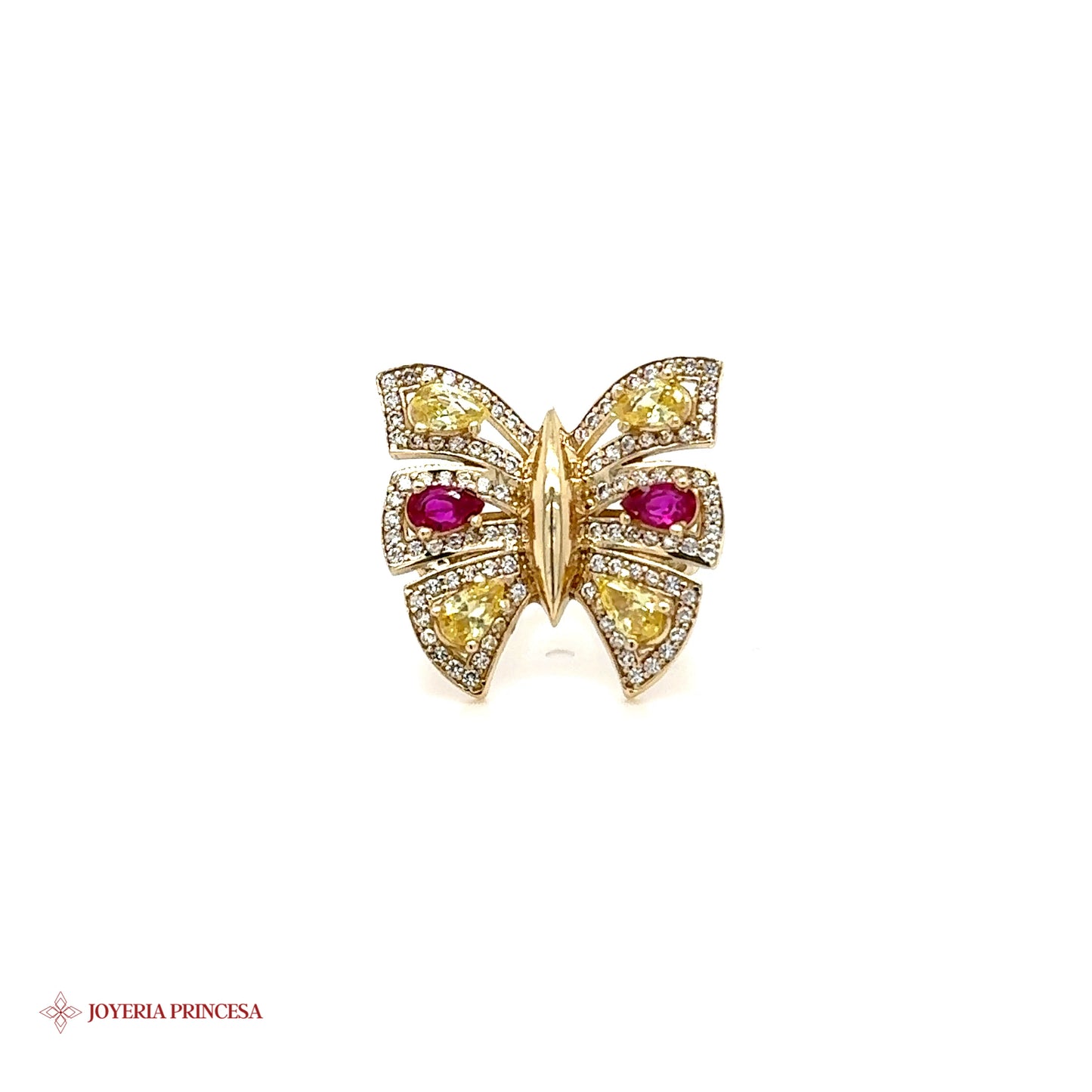 14K Gold Butterfly Ring with Zirconias