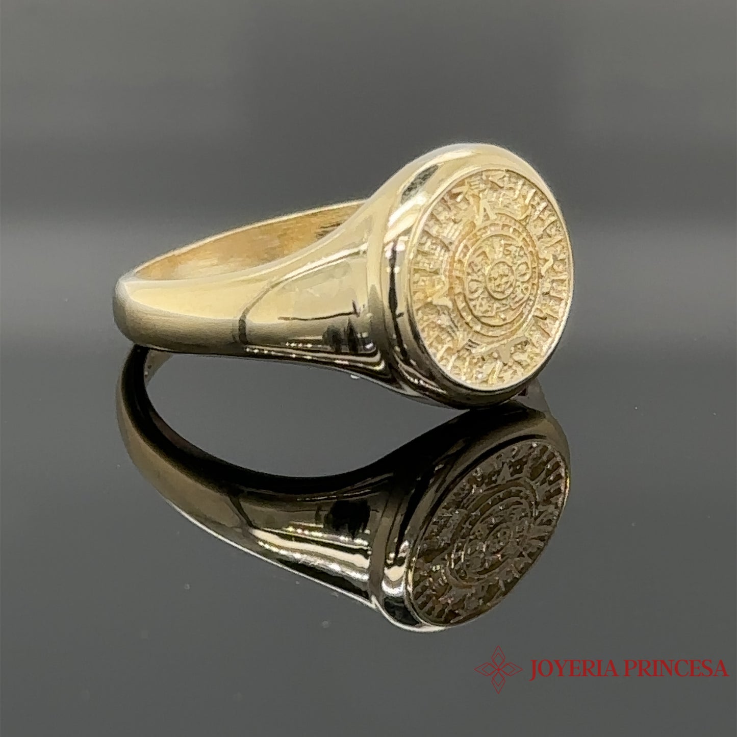 14K Aztec Calendar Ring