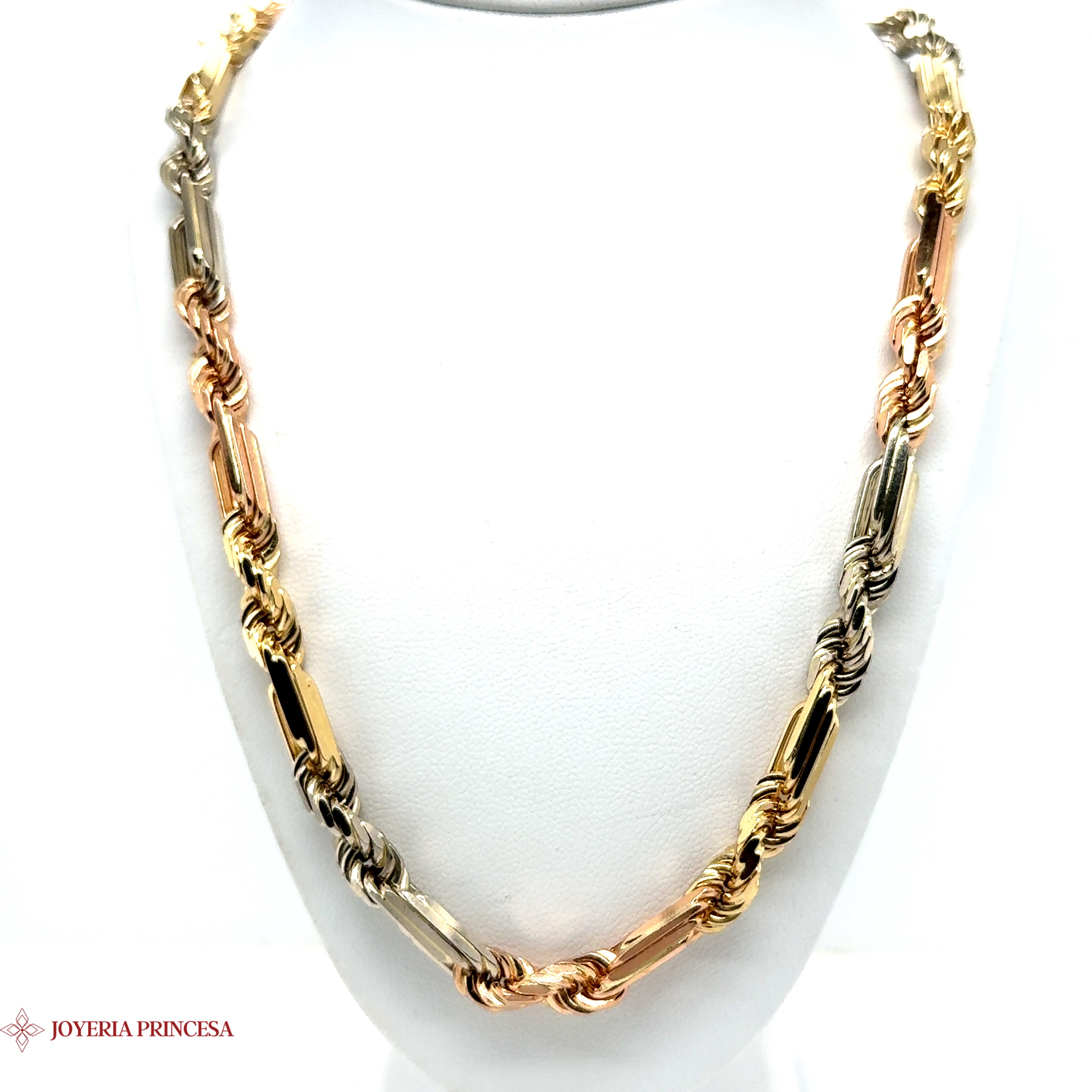 14K Italian Tri Color Chain – JoyeriaPrincesa