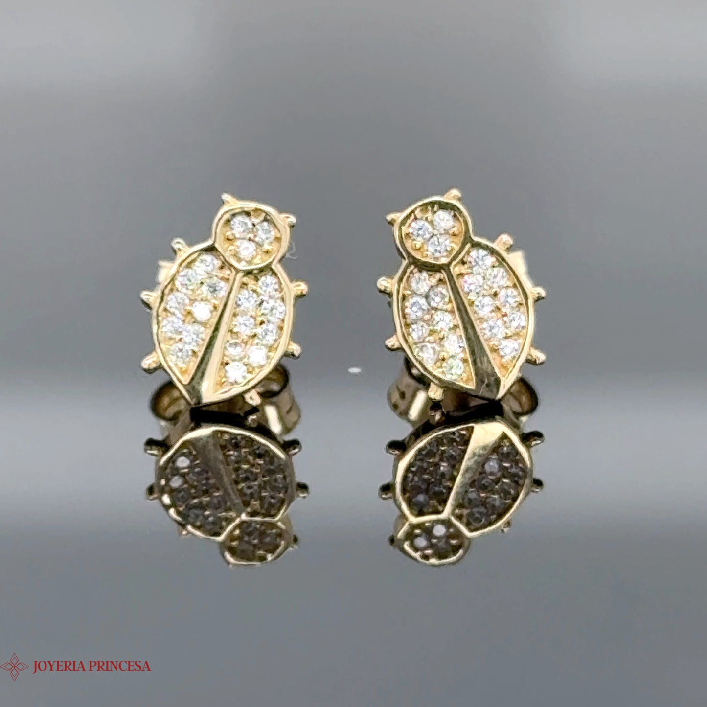 14K Gold Ladybug Earrings