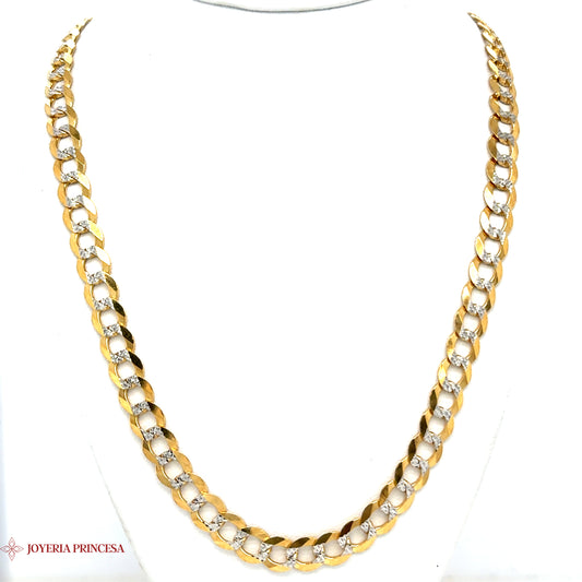 10K Solid Two-Tone Curb Cuban Link Chain