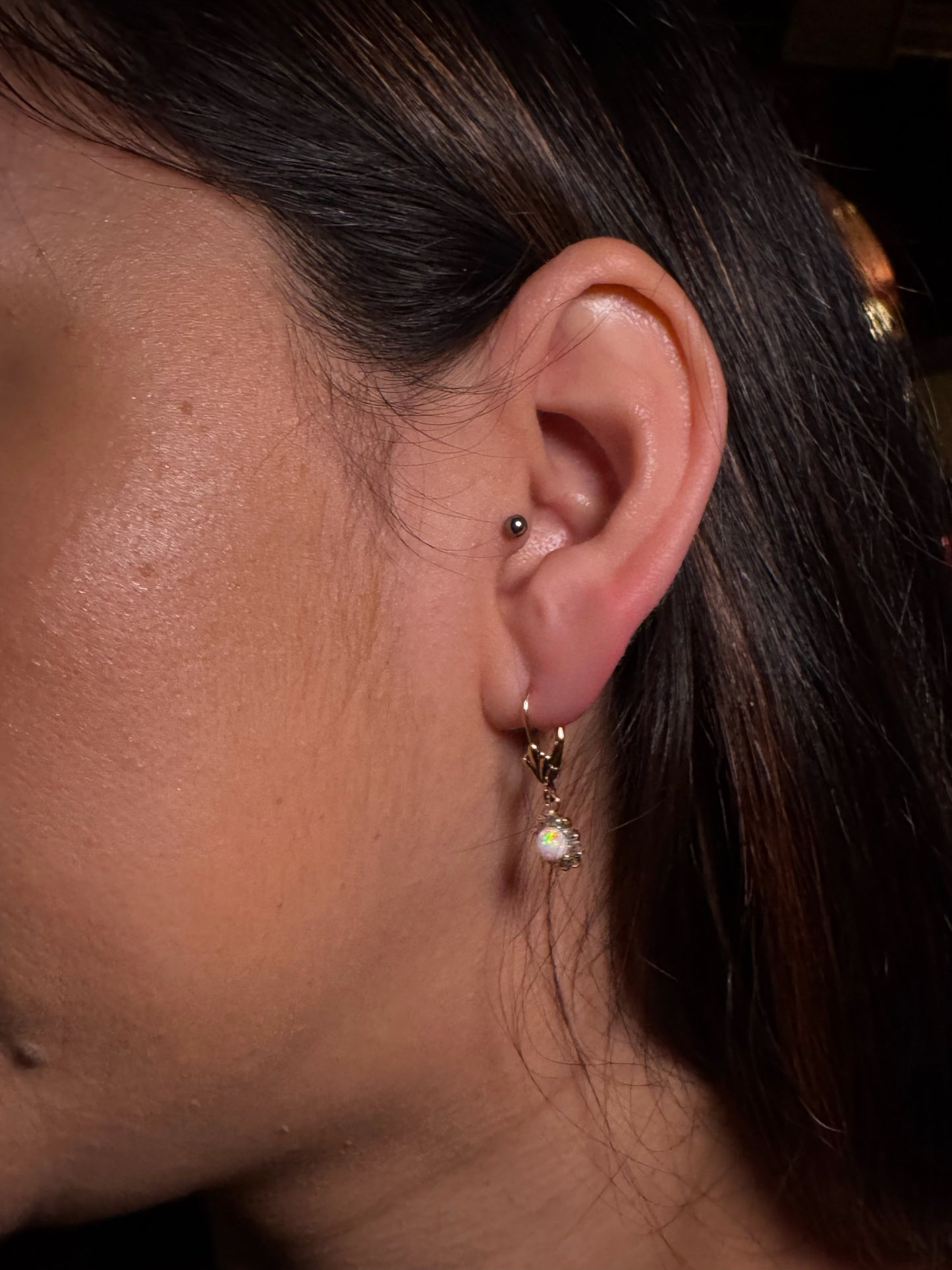 14K Gold Dangle Earrings with Cubic Zirconia Sun Motif