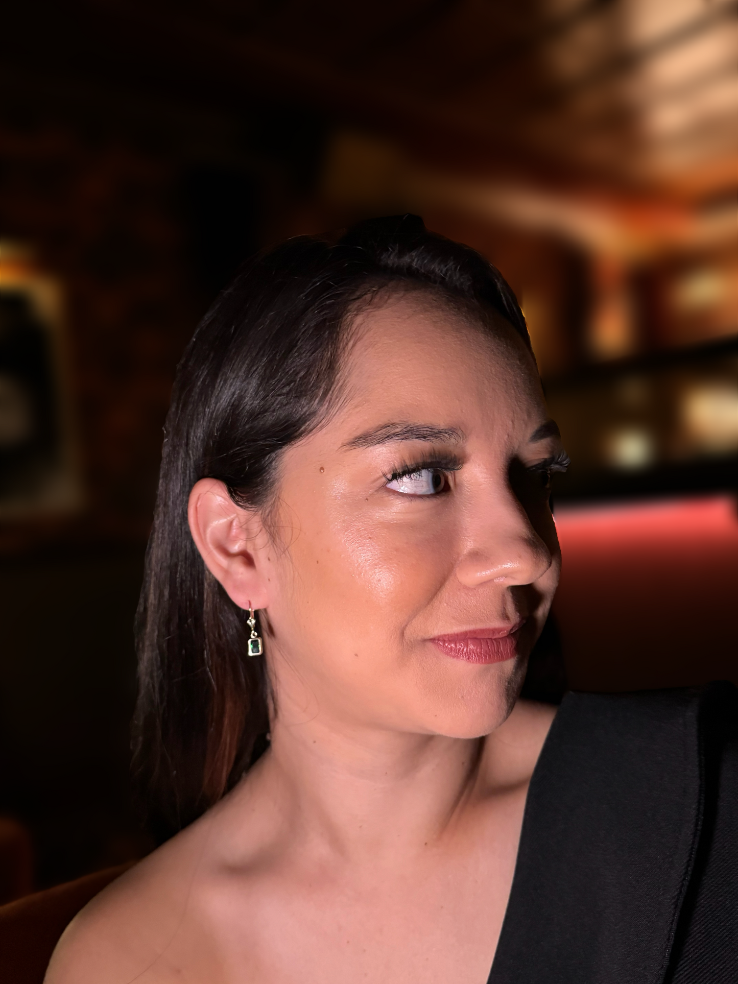 14K Gold Dangle Earrings with Emerald Stones