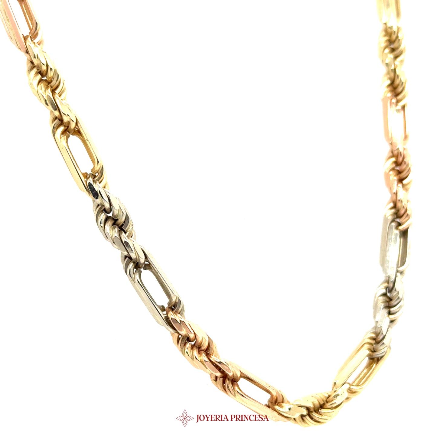 14K 24in 5.5mm Three-Tone Milano Figarope Chain