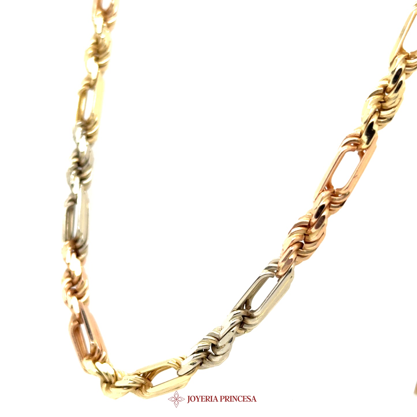 14K 24in 5.5mm Three-Tone Milano Figarope Chain