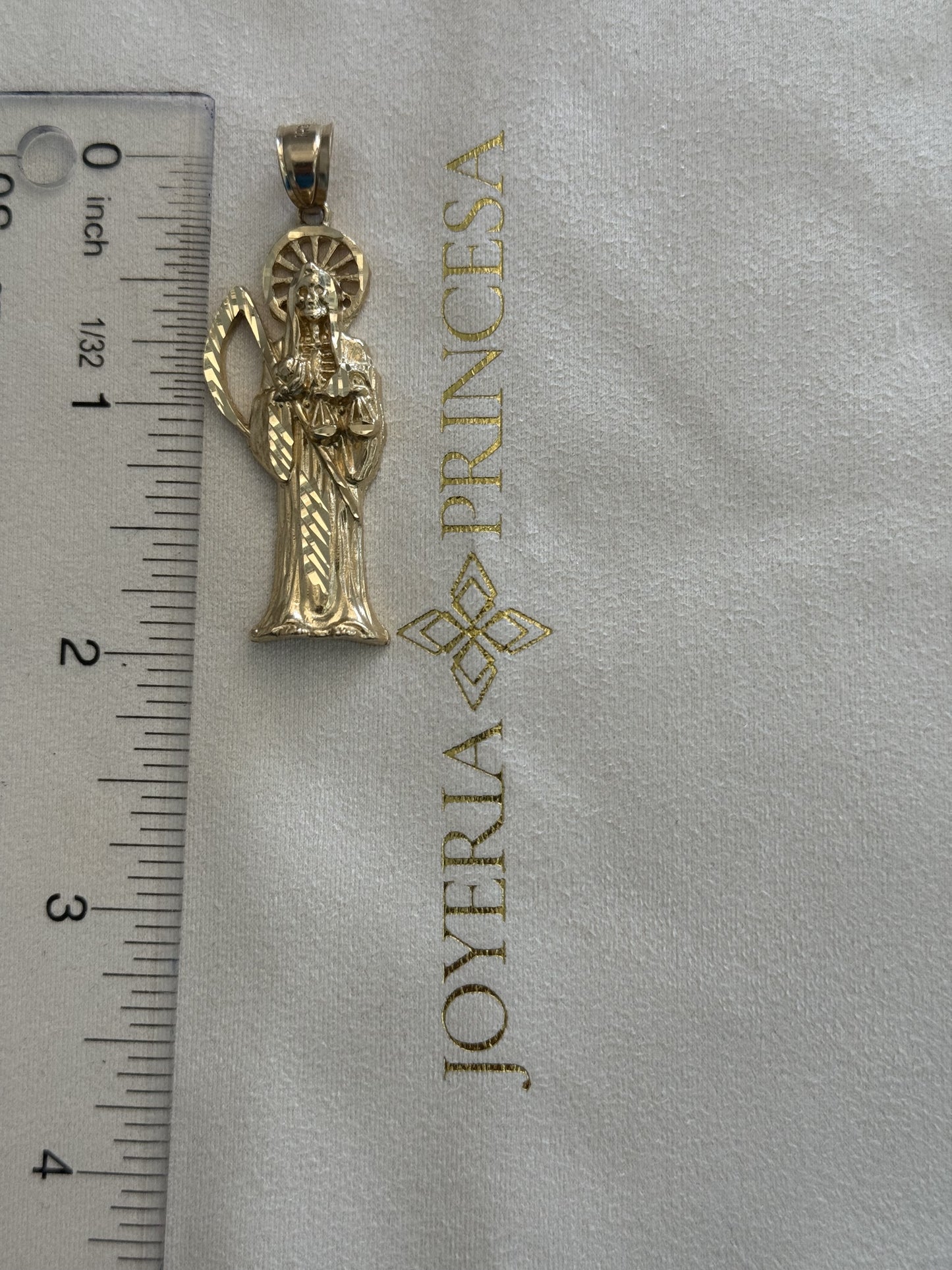 14k Gold Santa Muerte Figurine Pendant