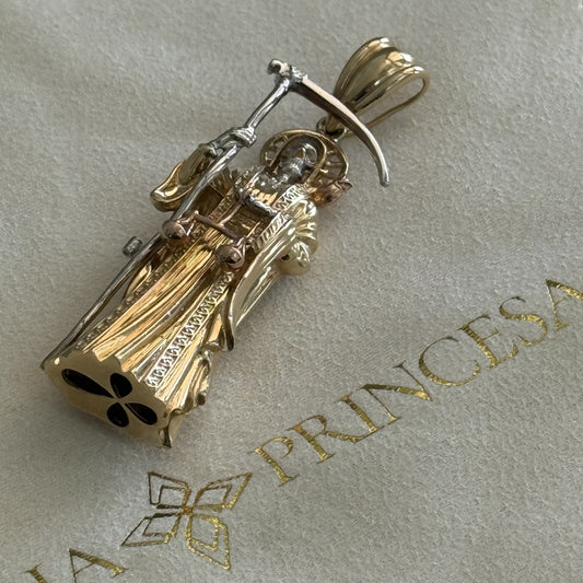 14k Gold Tricolor Santa Muerte Intricate Design and Elegant Finish