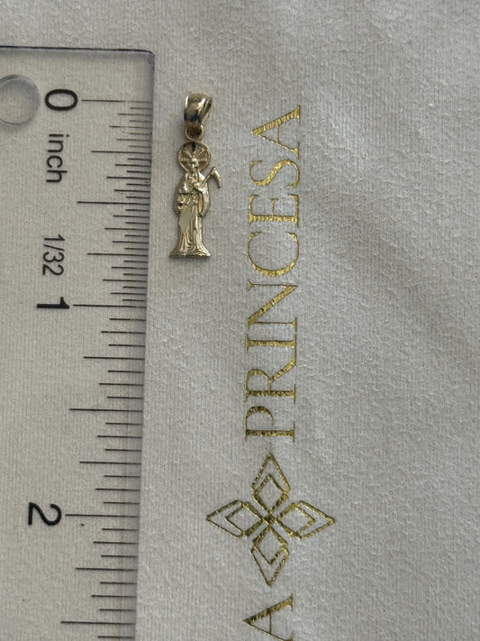 14k Gold Small Santa Muerte Pendant