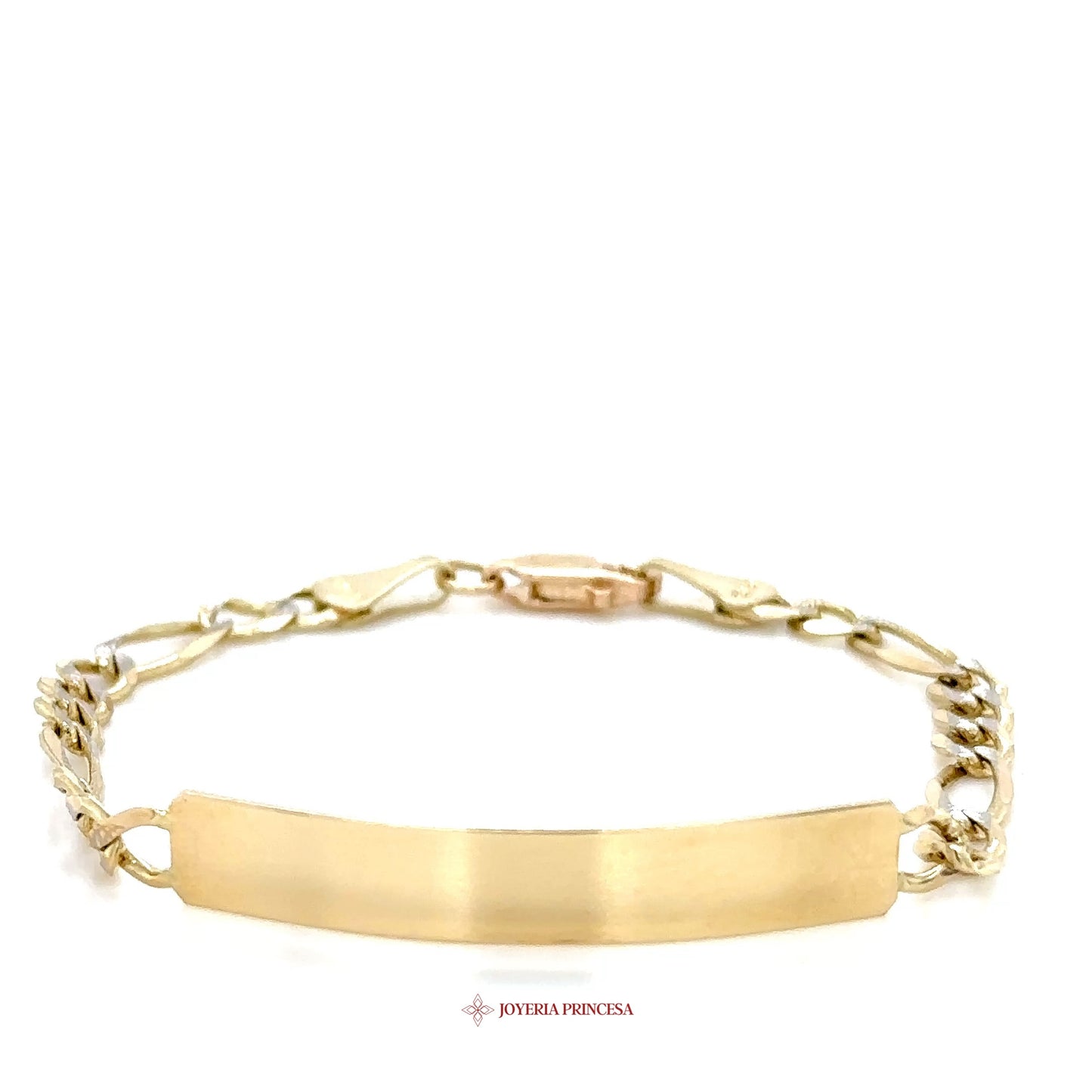 10K Two-Tone Kids Bracelet with Engravable Bar