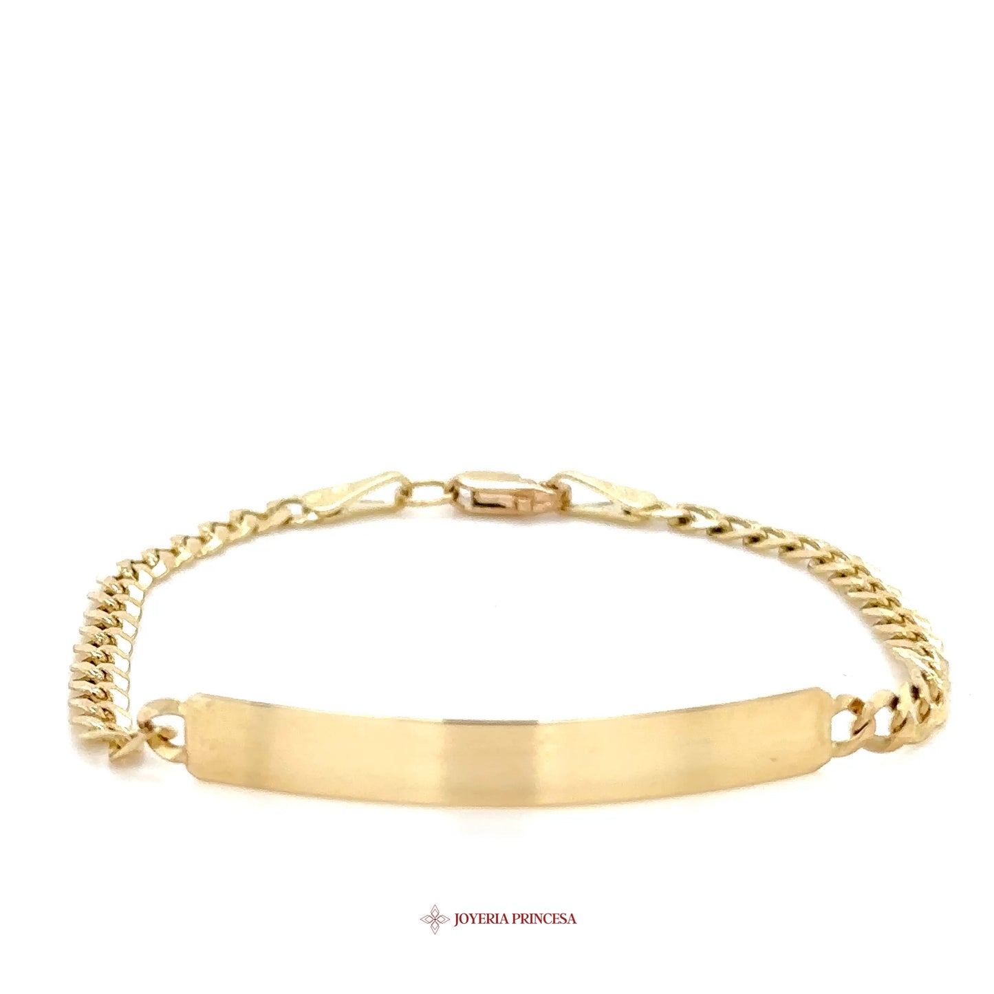 10K Gold Kids Bracelet with Engravable Bar and Chain Design (PA-0068)