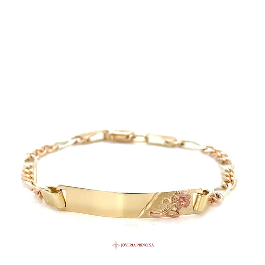 10K Two-Tone Kids Bracelet with Floral Motif