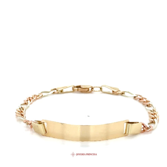 10K Two-Tone Kids Bracelet with Engravable Plate