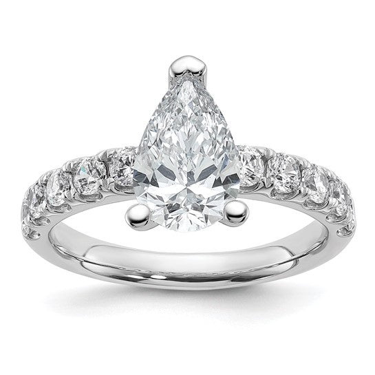 14k White Gold 2 1/5 Carat Certified Lab  Diamond VS+ F+ Pear Engagement Ring