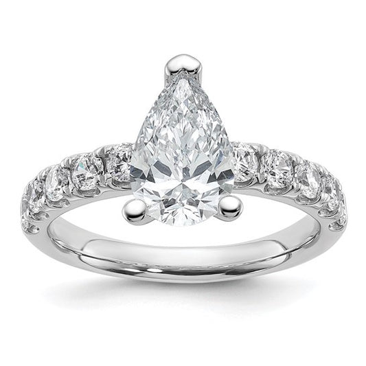 14k White Gold 2 1/5 Carat Certified Lab  Diamond VS+ F+ Pear Engagement Ring