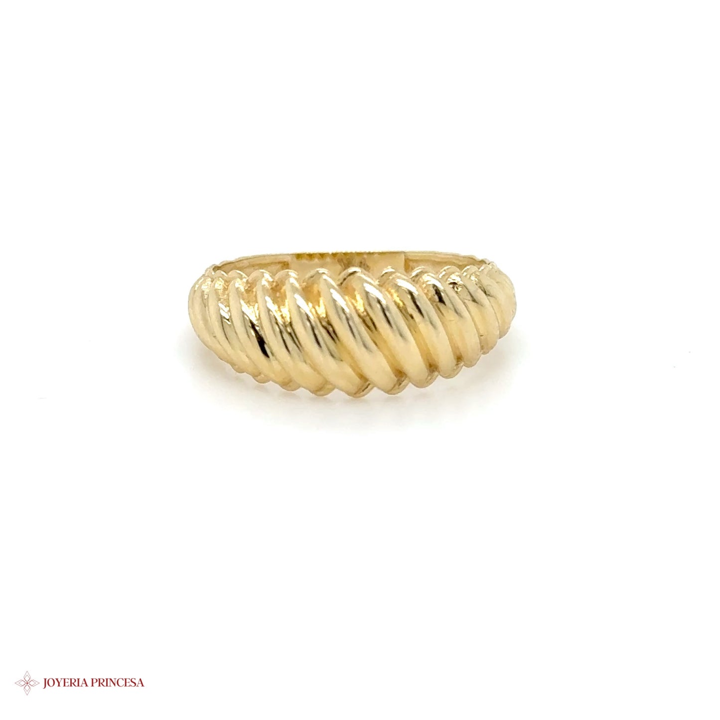 14K Yellow Gold Ribbed Band Ring