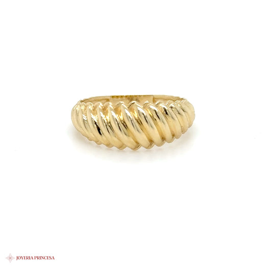 14K Yellow Gold Ribbed Band Ring