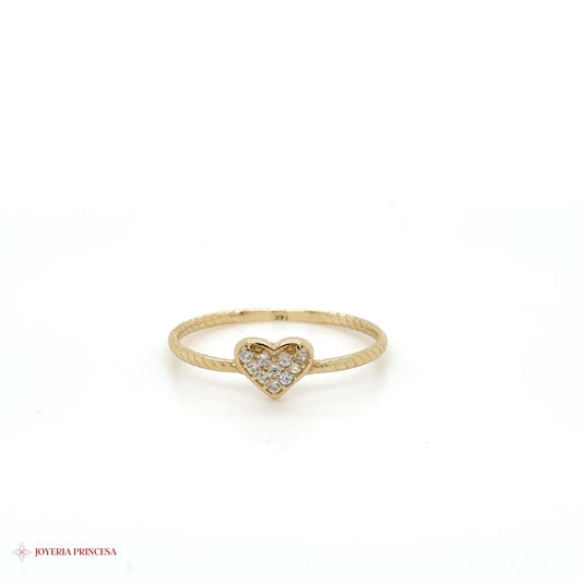 14K Gold Heart Ring with Simulated Diamonds