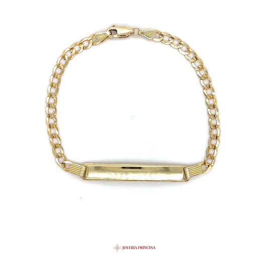 10K Elegant 10K Gold Bracelet with Polished Bar and Chain Design