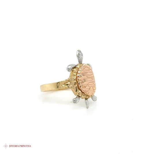 14K Three-Tone Turtle Motif Ring