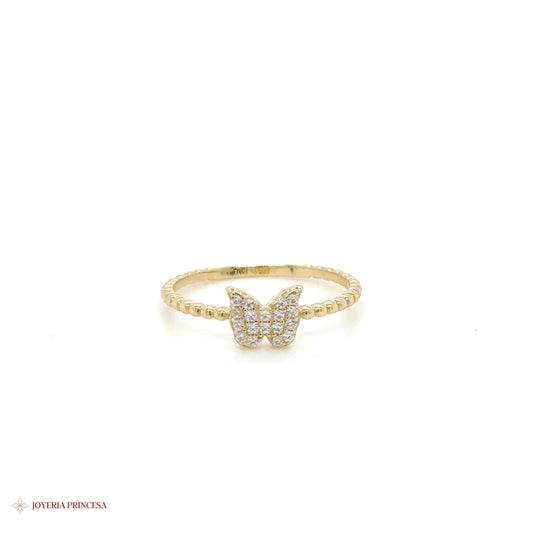 14K Gold Butterfly Ring with CZ Stones [UN-0034]
