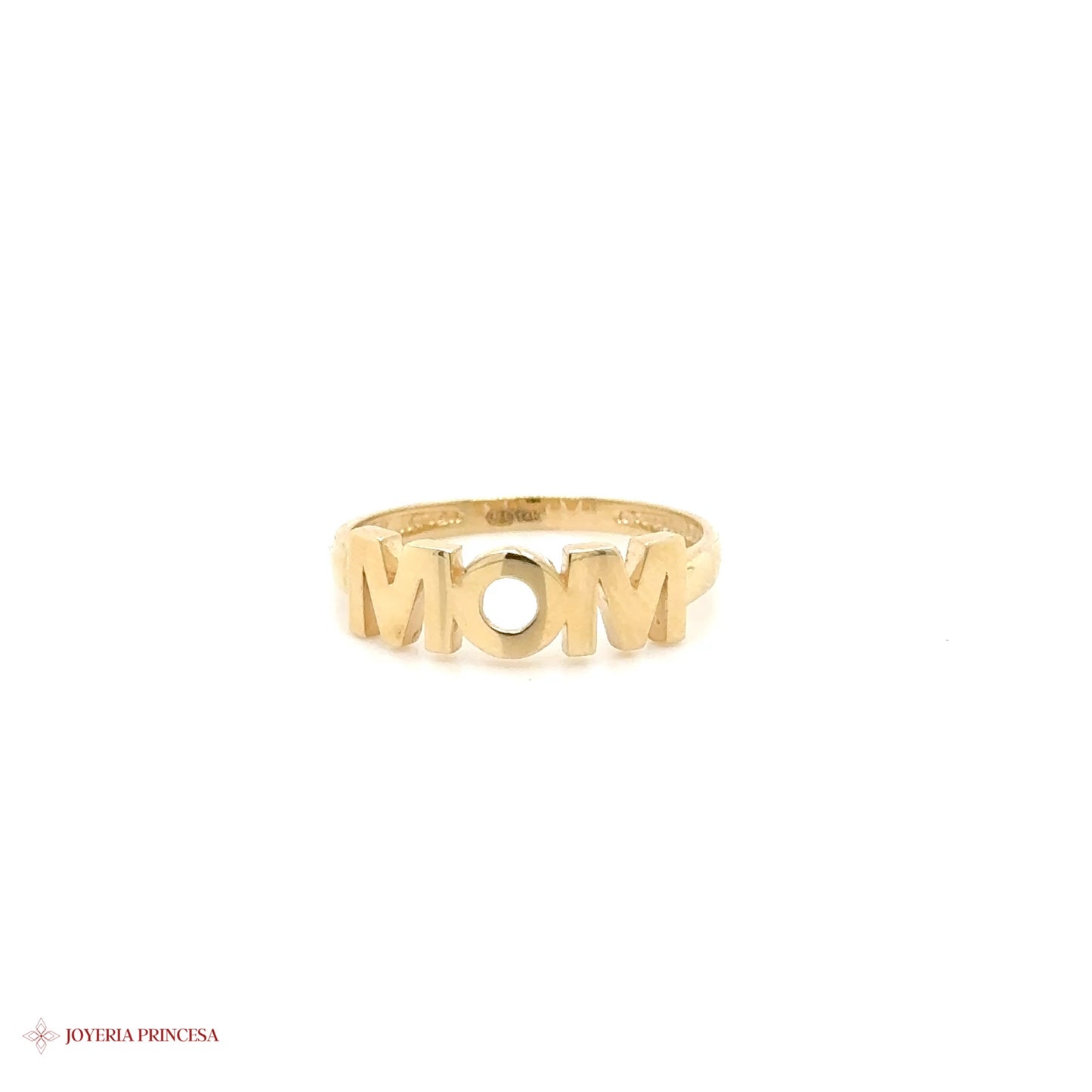 14K Gold MOM Ring with Open Circle Motif