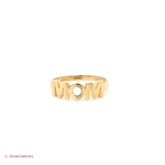 14K Gold MOM Ring with Open Circle Motif