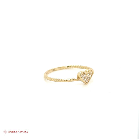 14K Gold Heart Ring with CZ Stones [UN-0039]