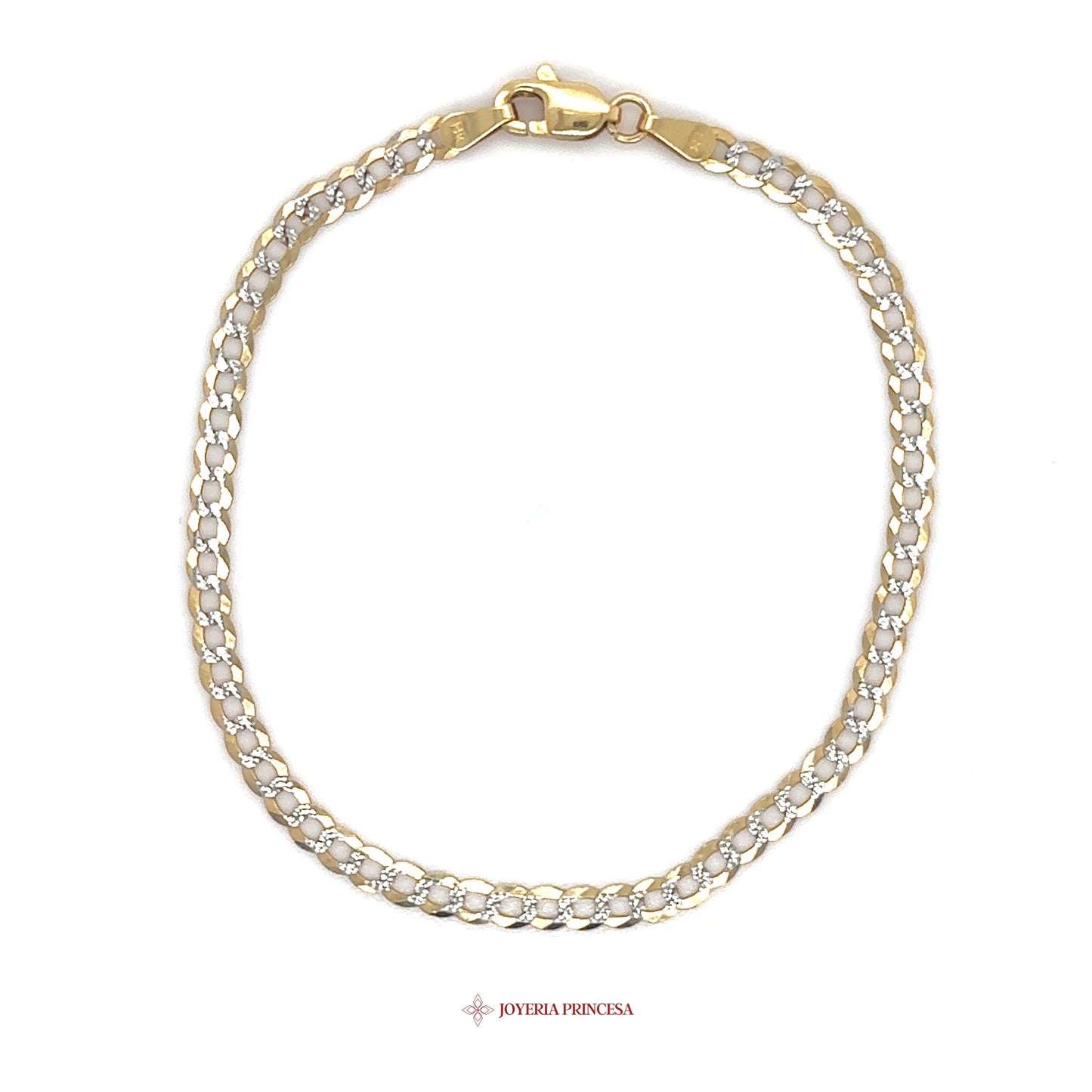14K Gold Link Bracelet with Simulated Stones