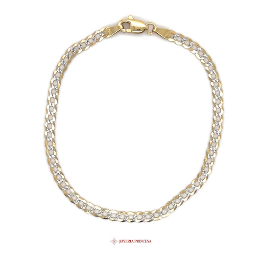 14K Gold Link Bracelet with Simulated Stones