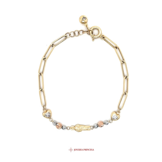 14K San Judas Bracelet with Mixed Metal Accents