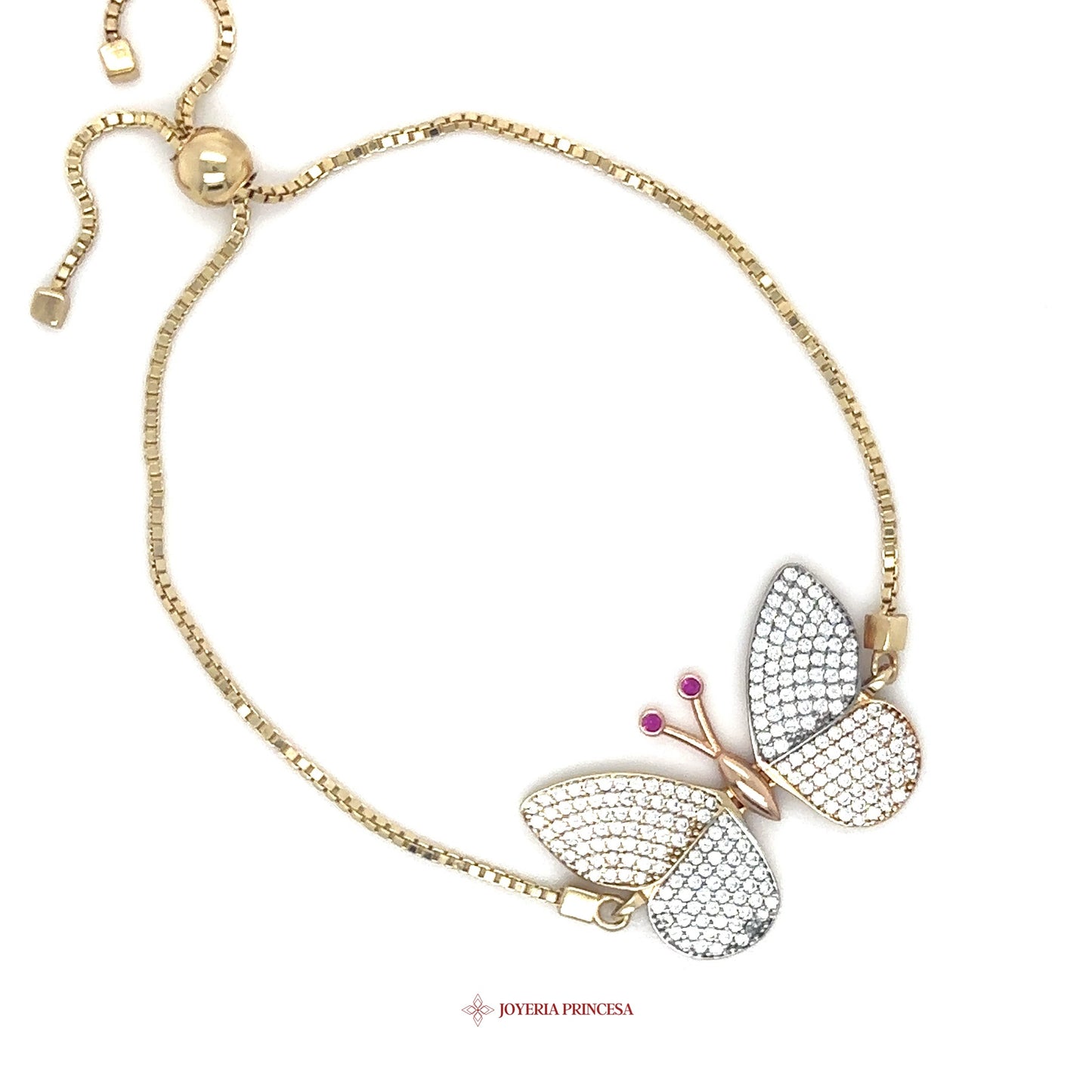 14K Butterfly Motif Bracelet with CZ Stones
