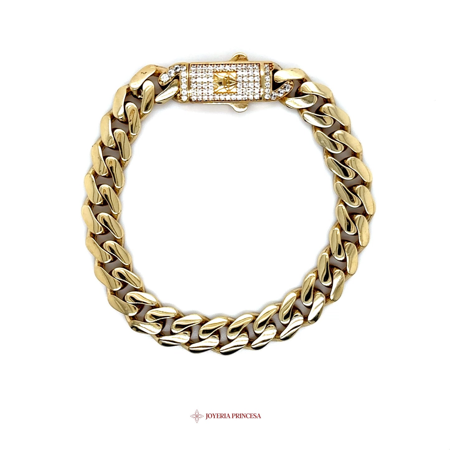 14K Gold Chunky Bracelet with Diamond Accent