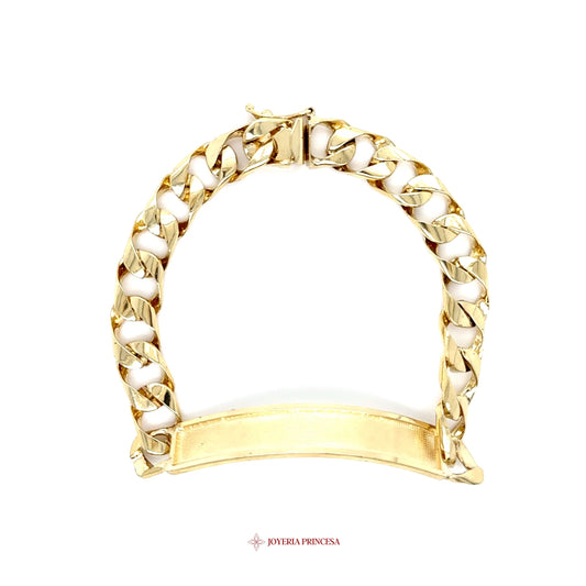 14K Gold Link Bracelet with White Enamel Accents