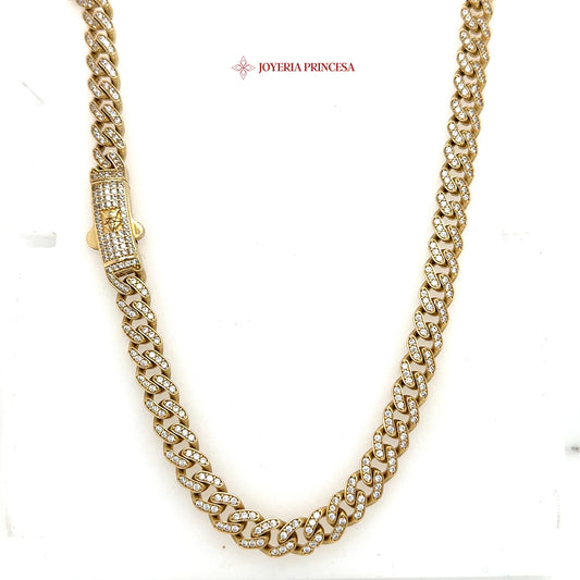 14K 24 inch 7mm Monaco Chain