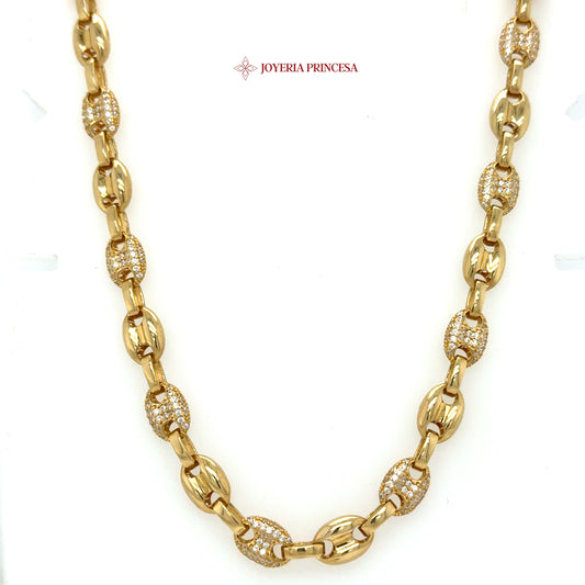 14K 22in 7mm Puffy Mariner Chain