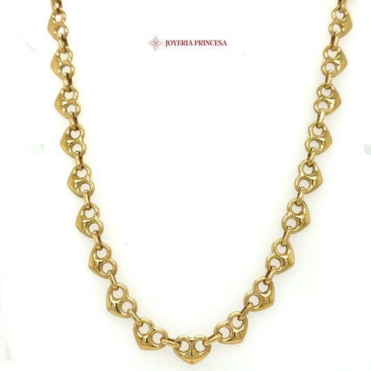 14K 18in 7.4mm Heart Link Chain