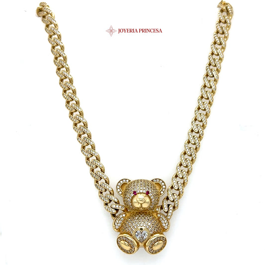 14K 16in 6.8mm Teddy Bear Cuban Monaco Chain