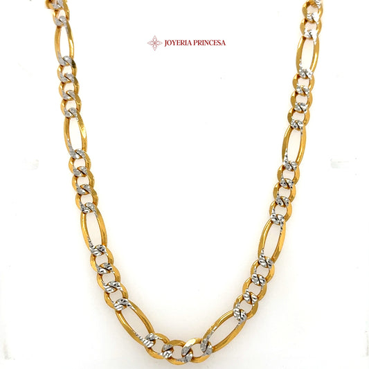 14K 24in 6.9mm Figaro Two-Tone Chain