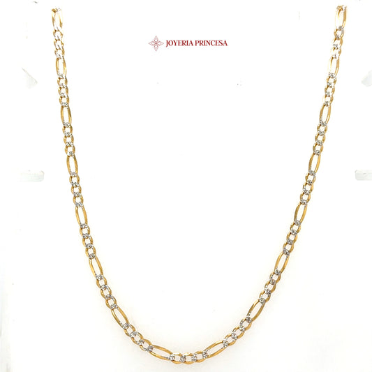 14K 22in 3mm Figaro Two-Tone Diamond Cut Chain