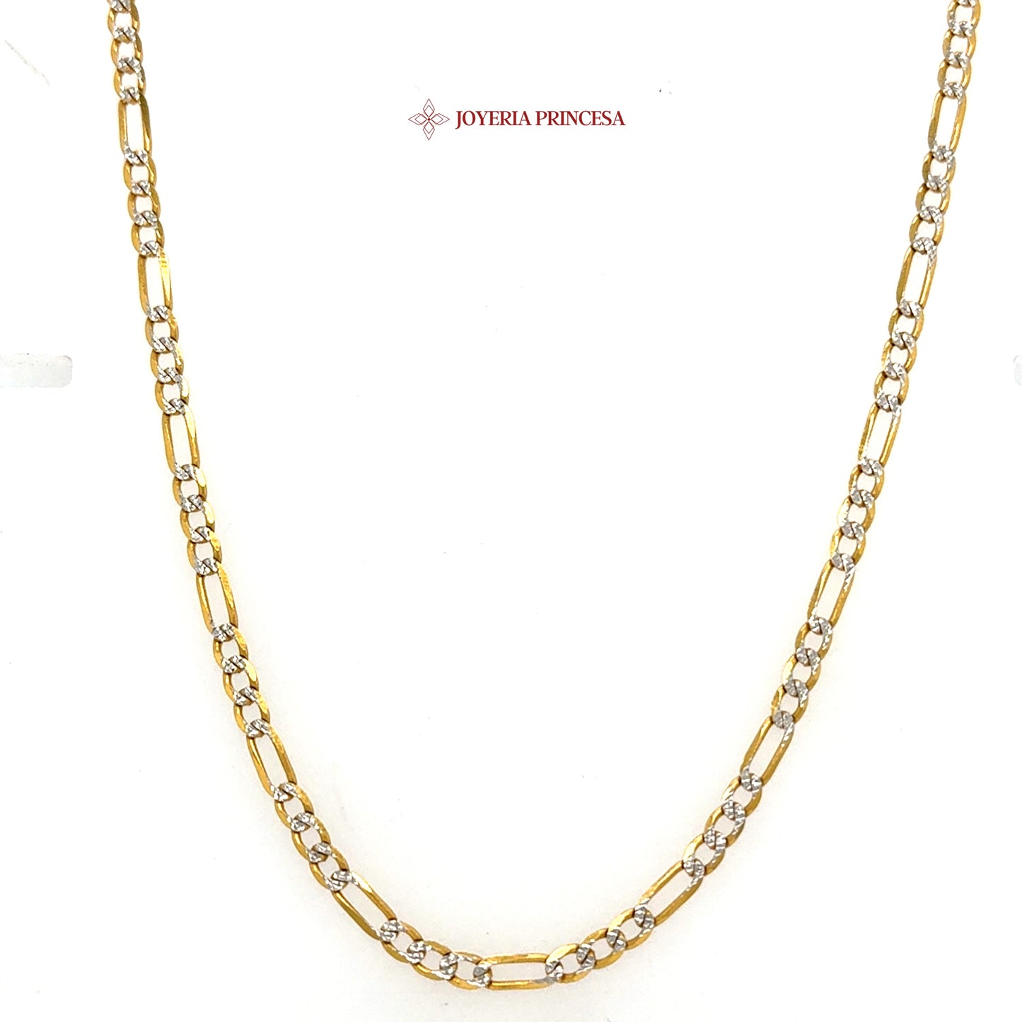 14K 22in 3.1mm Figaro Two-Tone Diamond Cut Chain