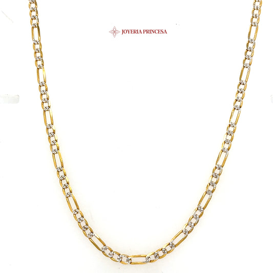 14K 22in 3.1mm Figaro Two-Tone Diamond Cut Chain