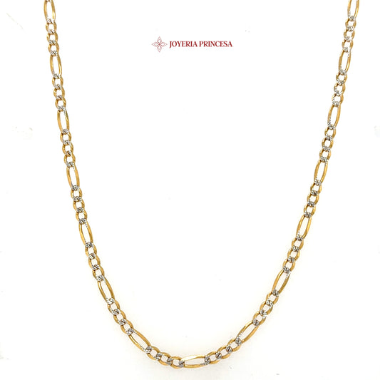 14K 22in 3mm 2 Tone Diamond Cut Figaro