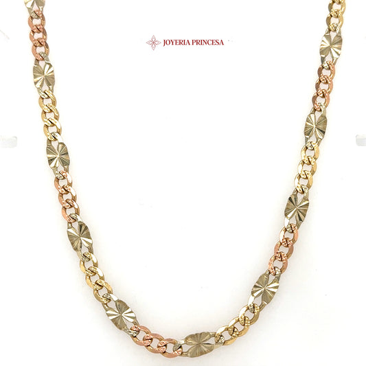 14K 24in 5.6mm Valentino 3-Tone Chain