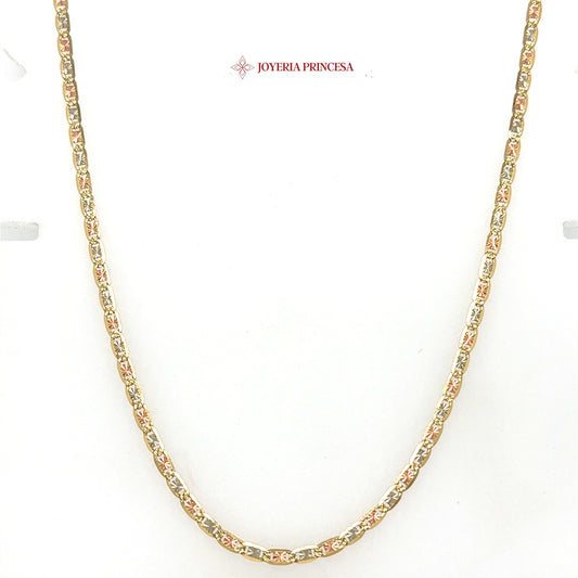 14K 24in 2.6mm Valentino Mariner 3 Tone Chain