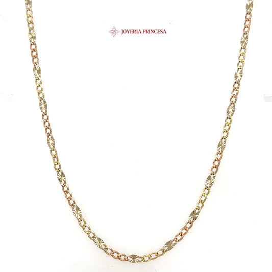 14K 24in 2.7mm Valentino Figaro 3 Tone Chain