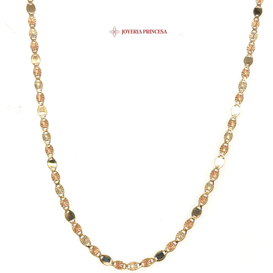 14K 20in 3.2mm 3 Color Valentino with Star Diamond Cut