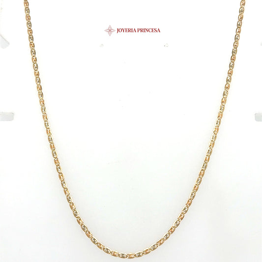 14K 16in 1.8mm Valentino Mariner 3 Tone Chain