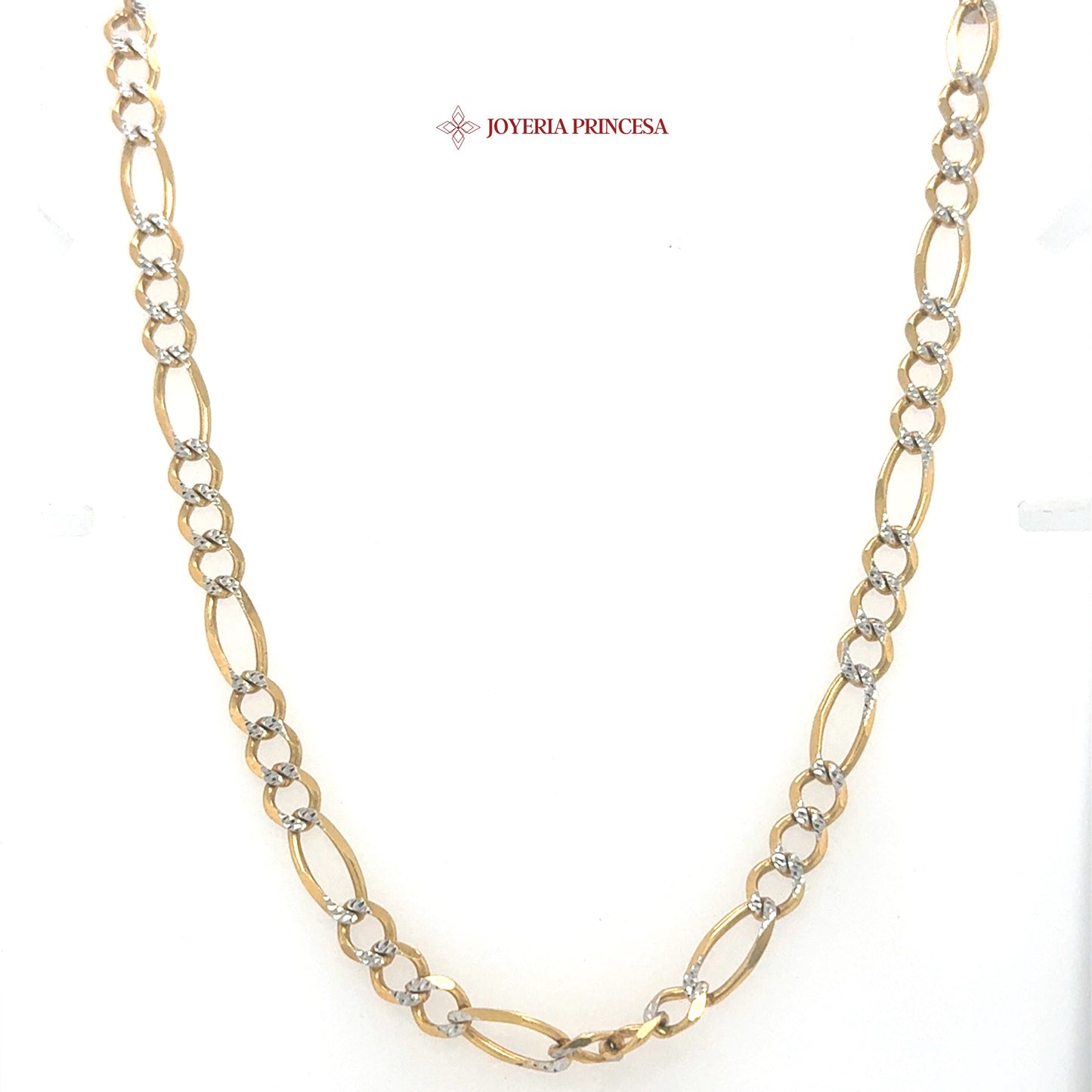 14K 24in 5.4mm 2-Tone DiamondCut Figaro Chain