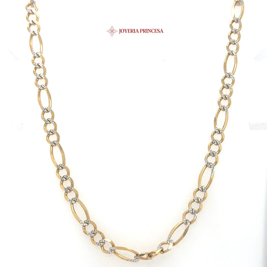 14K 24in 5.4mm 2-Tone DiamondCut Figaro Chain